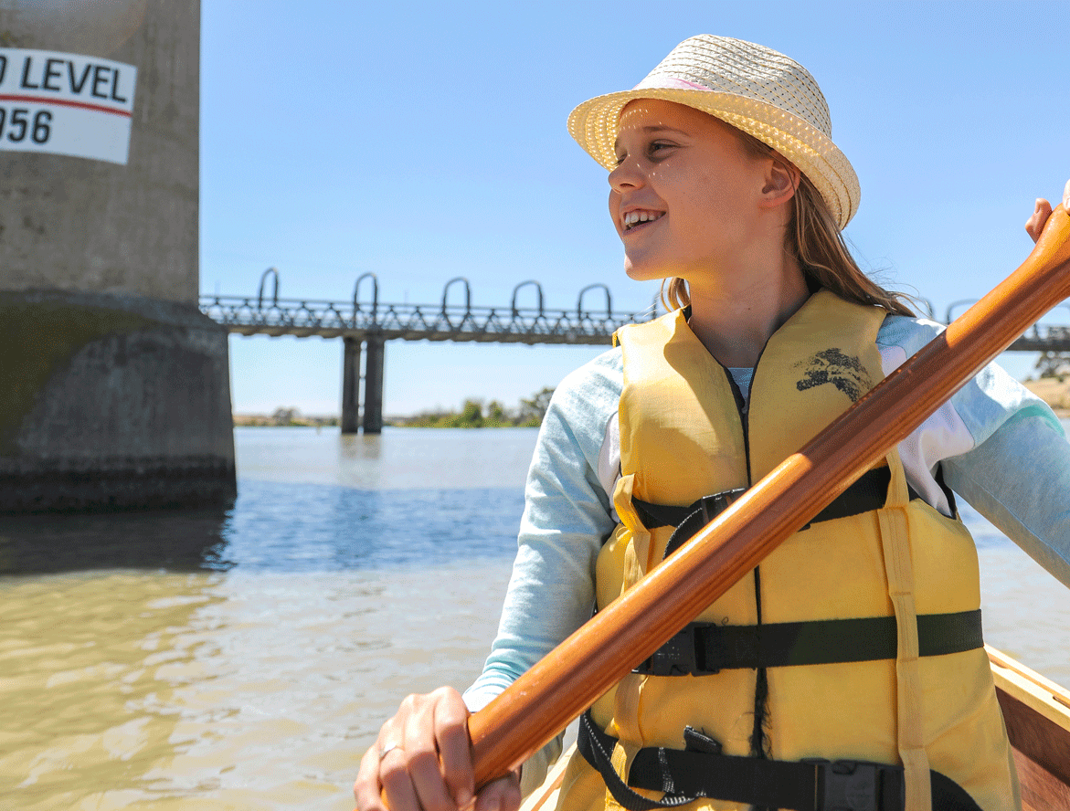 Canoeing  under the Murray bridge