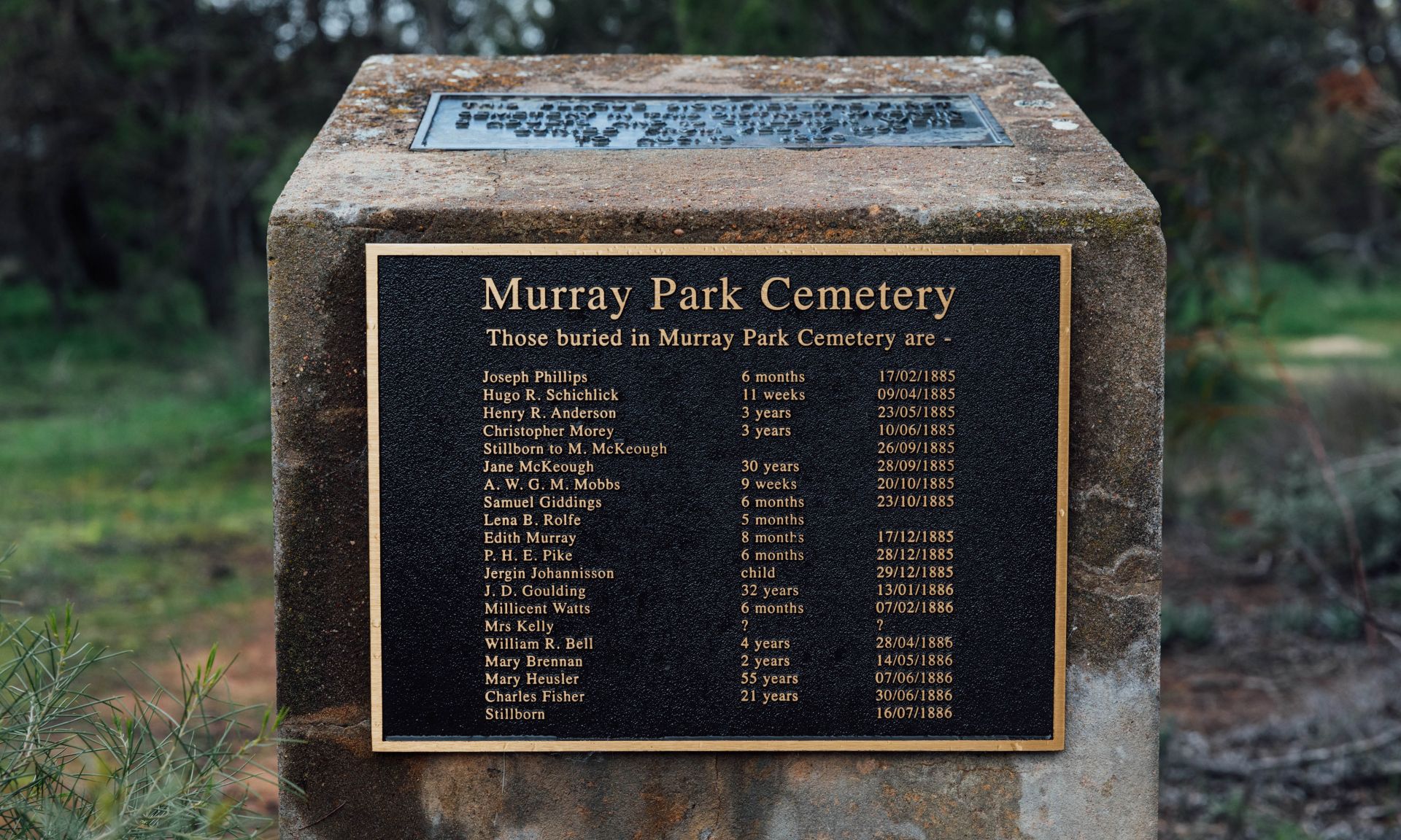 Murray Park Cemetery Marker